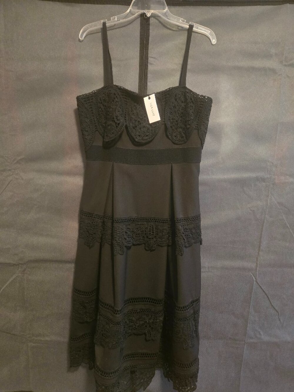 Liza Luxe Elegant Black Lace Dress Size L